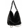 TOREBKA DAMSKA NA RAMIĘ ZE SZTUCZNEGO FUTERKA WŁOSKA MARKA XY2503 Czarna