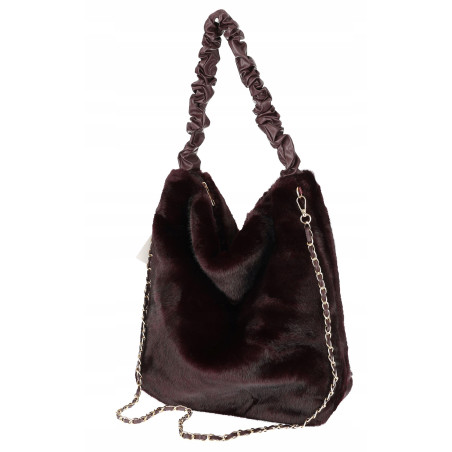 TOREBKA DAMSKA NA RAMIĘ ZE SZTUCZNEGO FUTERKA WŁOSKA MARKA XY2503 Brdowa