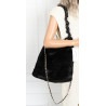 TOREBKA DAMSKA NA RAMIĘ ZE SZTUCZNEGO FUTERKA WŁOSKA MARKA XY2503 Czarna