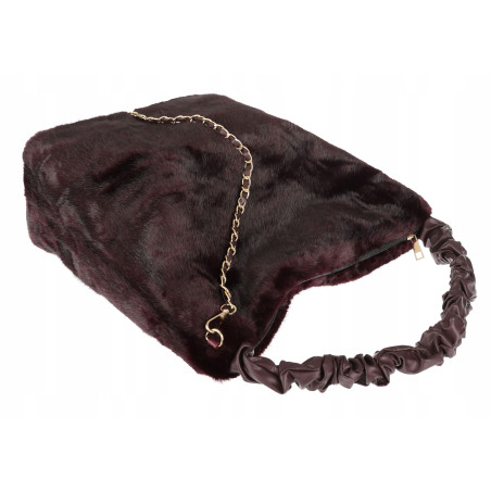 TOREBKA DAMSKA NA RAMIĘ ZE SZTUCZNEGO FUTERKA WŁOSKA MARKA XY2503 Brdowa
