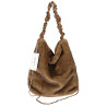 TOREBKA DAMSKA NA RAMIĘ ZE SZTUCZNEGO FUTERKA WŁOSKA MARKA XY2503 Brązowa
