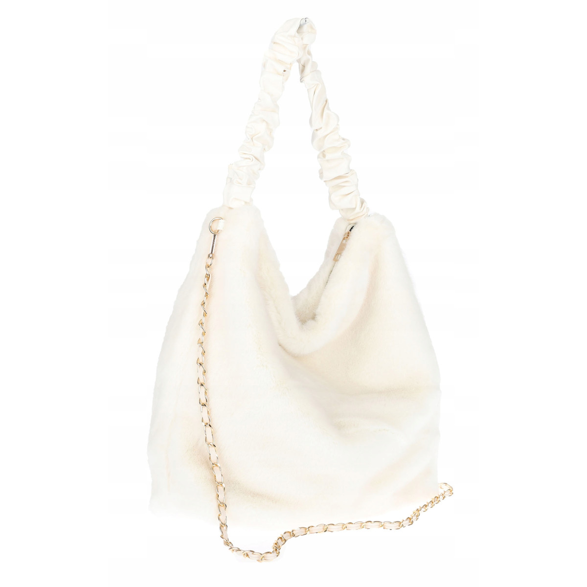 TOREBKA DAMSKA NA RAMIĘ ZE SZTUCZNEGO FUTERKA WŁOSKA MARKA XY2503 Biała