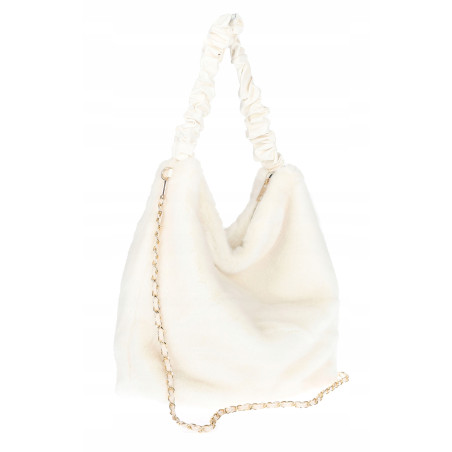 TOREBKA DAMSKA NA RAMIĘ ZE SZTUCZNEGO FUTERKA WŁOSKA MARKA XY2503 Biała