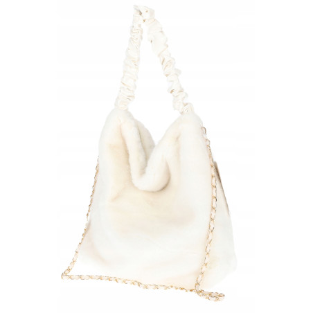 TOREBKA DAMSKA NA RAMIĘ ZE SZTUCZNEGO FUTERKA WŁOSKA MARKA XY2503 Biała