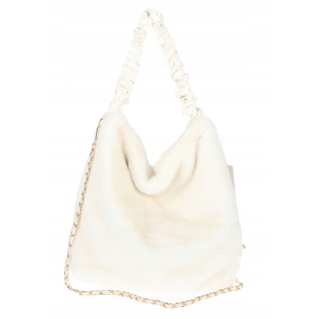 TOREBKA DAMSKA NA RAMIĘ ZE SZTUCZNEGO FUTERKA WŁOSKA MARKA XY2503 Biała