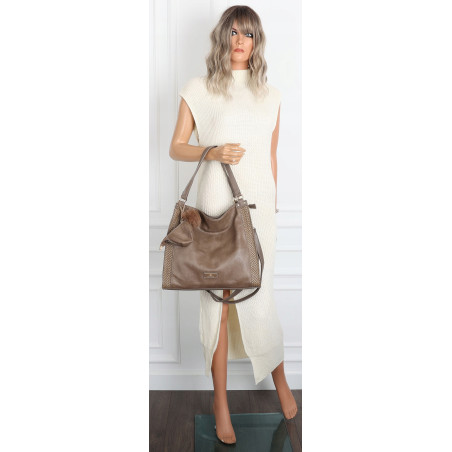 Torebka Damska Shopperka włoska marka CHARRO A4 Pojemna Duża CH6626 Brązowa