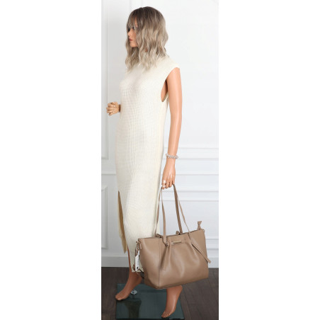 Torebka Damska Shopperka Pojemna Modna Torba Listonoszka 14088 Beżowa