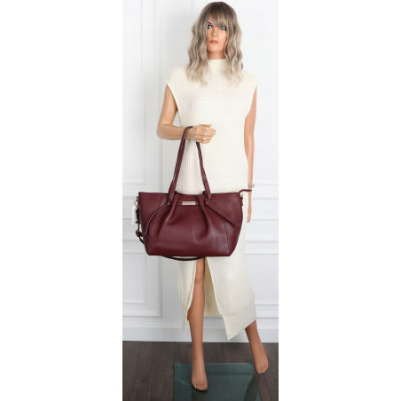 Torebka Damska Shopperka Pojemna Modna Torba Listonoszka 14088 Bordowa
