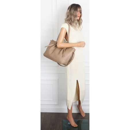 Torebka Damska Shopperka Pojemna Modna Torba Listonoszka 14088 Beżowa