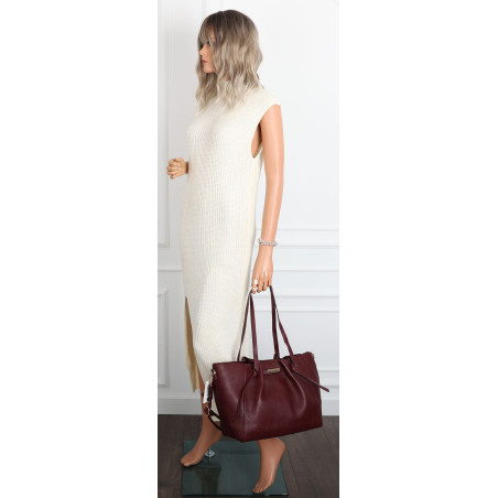 Torebka Damska Shopperka Pojemna Modna Torba Listonoszka 14088 Bordowa