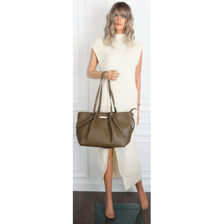 Torebka Damska Shopperka Pojemna Modna Duża Torba Listonoszka 14088 Zielona