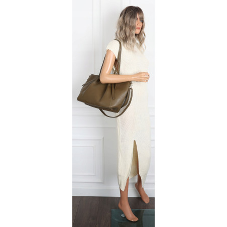 Torebka Damska Shopperka Pojemna Modna Duża Torba Listonoszka 14088 Zielona