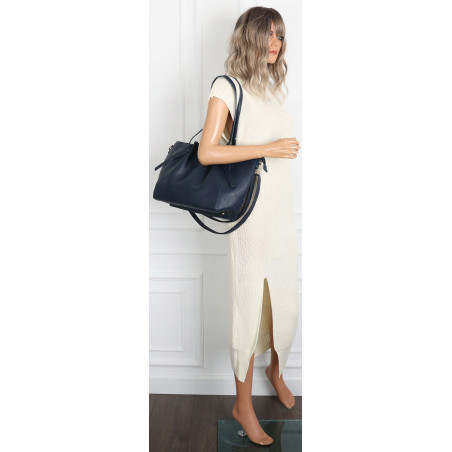 Torebka Damska Shopperka Pojemna Modna Torba Listonoszka 14088 Granatowa