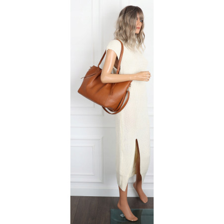 Torebka Damska Shopperka Pojemna Modna Duża Torba Listonoszka 14088 Brązowa