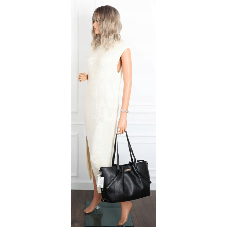 Torebka Damska Shopperka Pojemna Modna Duża Torba Listonoszka 14088 Czarna