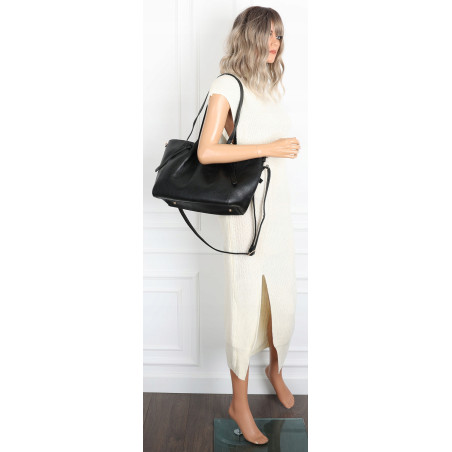 Torebka Damska Shopperka Pojemna Modna Duża Torba Listonoszka 14088 Czarna