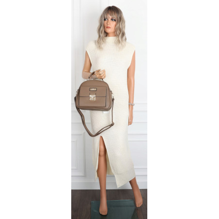 Torebka Damska kuferek damski Listonoszka elegancka mała CH8839 Beżowa