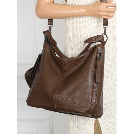 Torebka Damska Shopper Listonoszka Torba na Ramię worek 5026 Czekoladowa