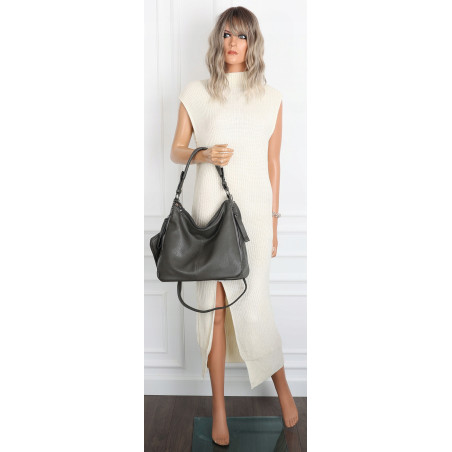 Torebka Damska Shopper Listonoszka Torba modna na Ramię worek 5026 Szara