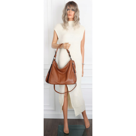 Torebka Damska Shopper Listonoszka Torba modna na Ramię worek 5026 Brązowa