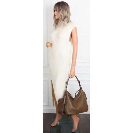 Torebka Damska Shopper Listonoszka Modna Torba na Ramię worek 5026 Beżowa