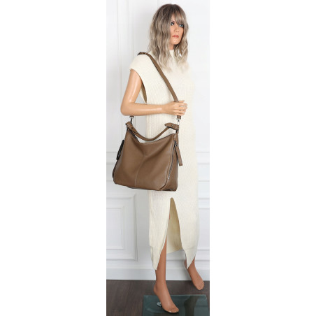 Torebka Damska Shopper Listonoszka Modna Torba na Ramię worek 5026 Beżowa