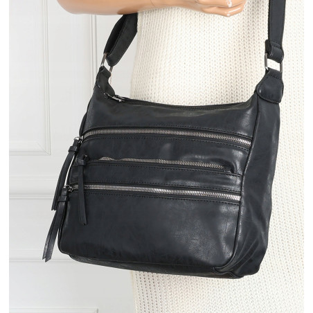 Torebka Damska Listonoszka Modna Pojemna Torba na Ramię 1030 Czarna