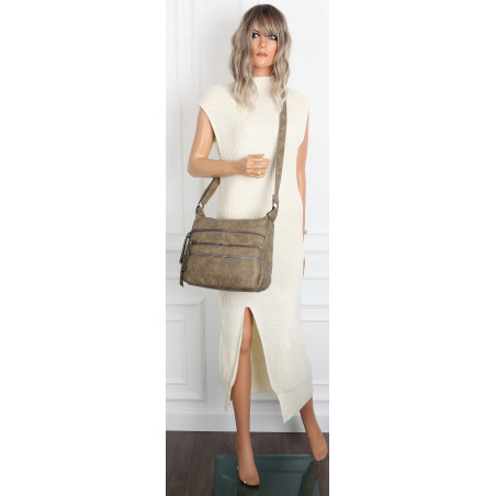 Torebka Damska Listonoszka Modna Pojemna Torba na Ramię 1030 Beżowa