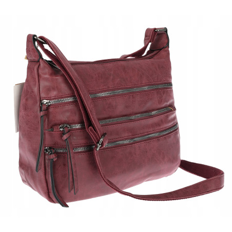 Torebka Damska Listonoszka Modna Pojemna Torba na Ramię 1030 Bordowa
