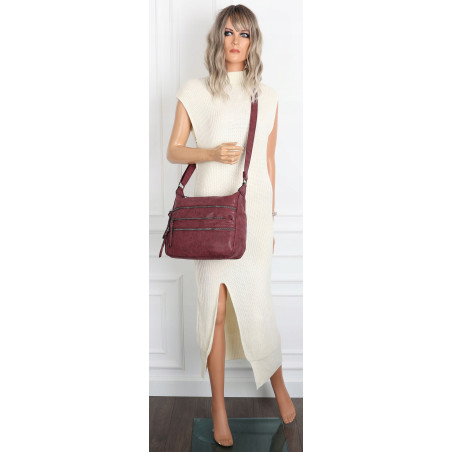 Torebka Damska Listonoszka Modna Pojemna Torba na Ramię 1030 Bordowa