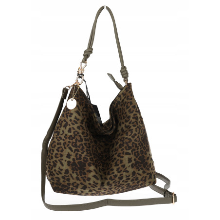 Tommasini zamszowa Torebka Damska w Panterkę Listonoszka Worek 3573 Zielona