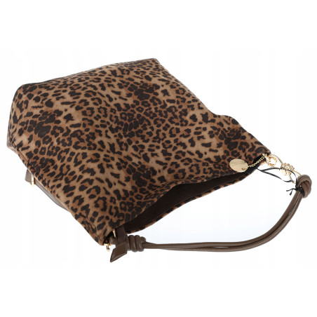 Tommasini zamszowa Torebka Damska w Panterkę Listonoszka Worek 3573 Brązowa