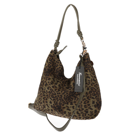 Tommasini zamszowa Torebka Damska w Panterkę Listonoszka Worek 3573 Zielona