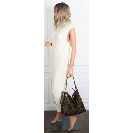 Tommasini zamszowa Torebka Damska w Panterkę Listonoszka Worek 3573 Zielona