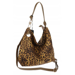 Tommasini zamszowa Torebka Damska Modna w Panterkę duża Worek 3573 Brązowa