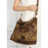 Tommasini zamszowa Torebka Damska Modna w Panterkę duża Worek 3573 Brązowa
