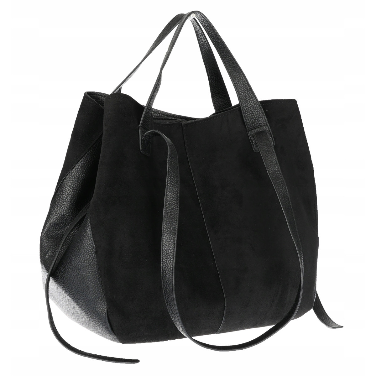 Torebka Damska Shopperka łódka Pojemna Duża Torba zamszowa B813 Czarna