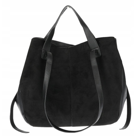 Torebka Damska Shopperka łódka Pojemna Duża Torba zamszowa B813 Czarna
