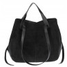Torebka Damska Shopperka łódka Pojemna Duża Torba zamszowa B813 Czarna