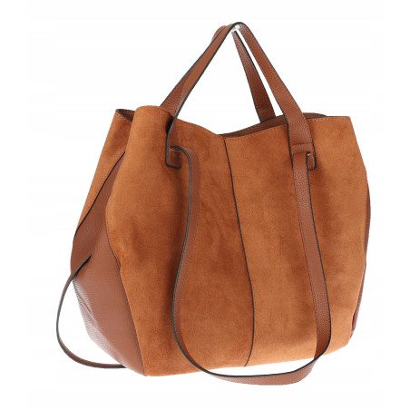 Torebka Damska Shopperka łódka Pojemna Duża Torba zamszowa B813 Brązowa
