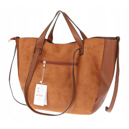 Torebka Damska Shopperka łódka Pojemna Duża Torba zamszowa B813 Brązowa