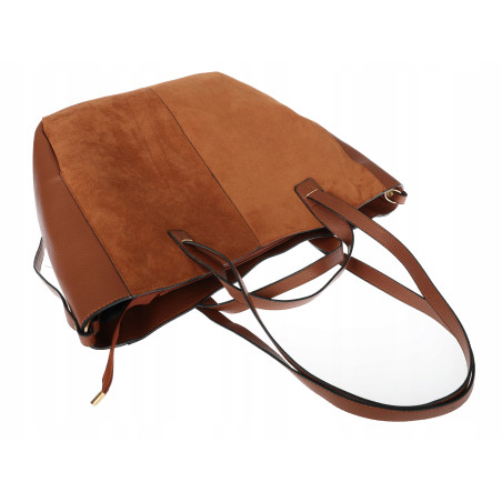 Torebka Damska Shopperka łódka Pojemna Duża Torba zamszowa B813 Brązowa