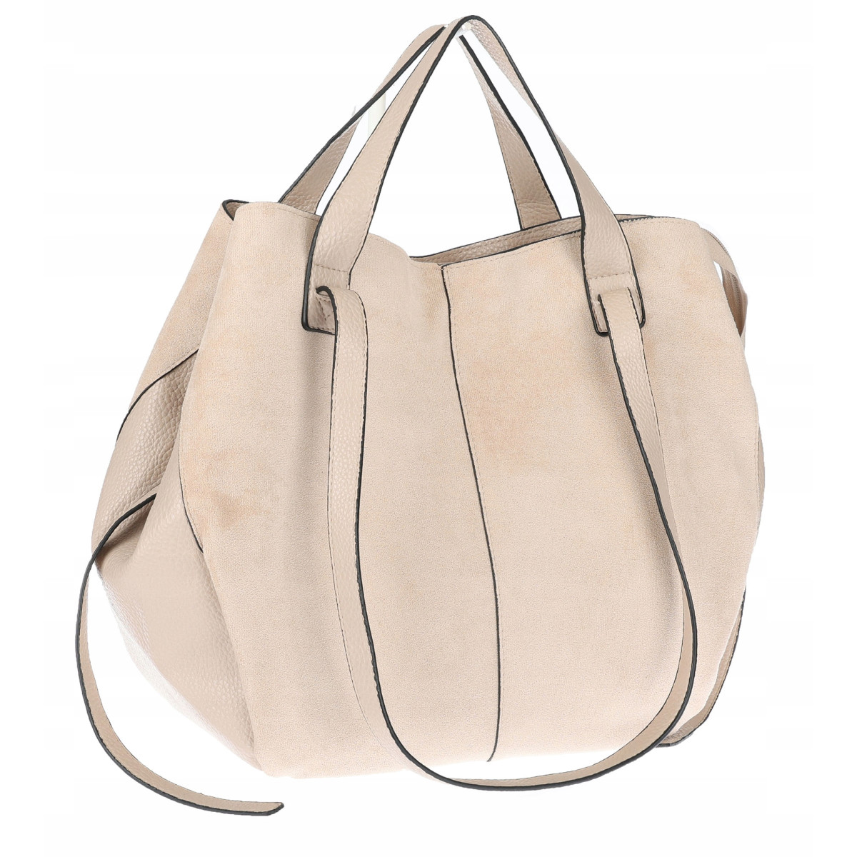 Torebka Damska Shopperka łódka Pojemna Duża Torba zamszowa B813 Beżowa