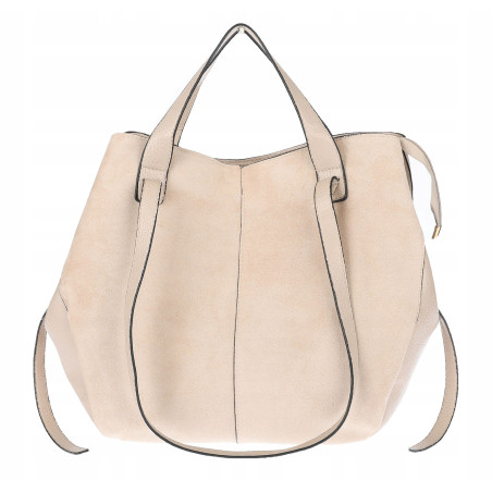 Torebka Damska Shopperka łódka Pojemna Duża Torba zamszowa B813 Beżowa