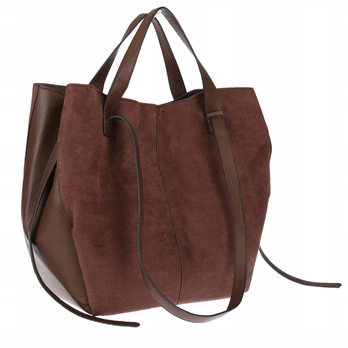 Torebka Damska Shopperka łódka Pojemna Duża Torba zamszowa B813 Czekoladowa