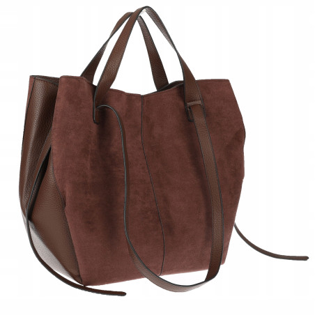 Torebka Damska Shopperka łódka Pojemna Duża Torba zamszowa B813 Czekoladowa
