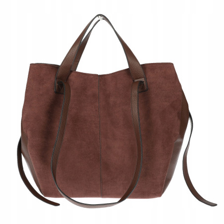 Torebka Damska Shopperka łódka Pojemna Duża Torba zamszowa B813 Czekoladowa