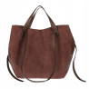 Torebka Damska Shopperka łódka Pojemna Duża Torba zamszowa B813 Czekoladowa