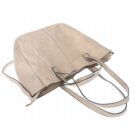 Torebka Damska Shopperka łódka Pojemna Duża Torba zamszowa B813 Beżowa