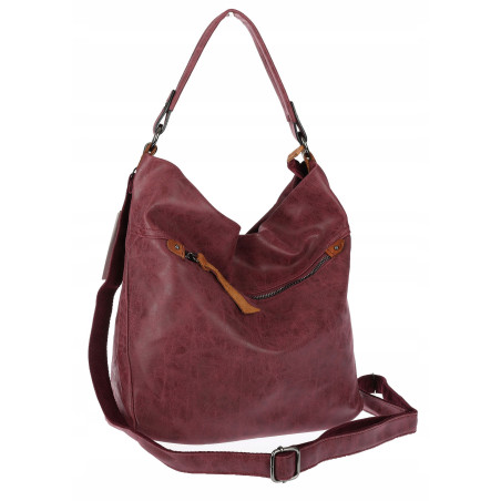 Torebka Damska Shopper Modna Listonoszka Worek na Ramię BP57730 Bordowa